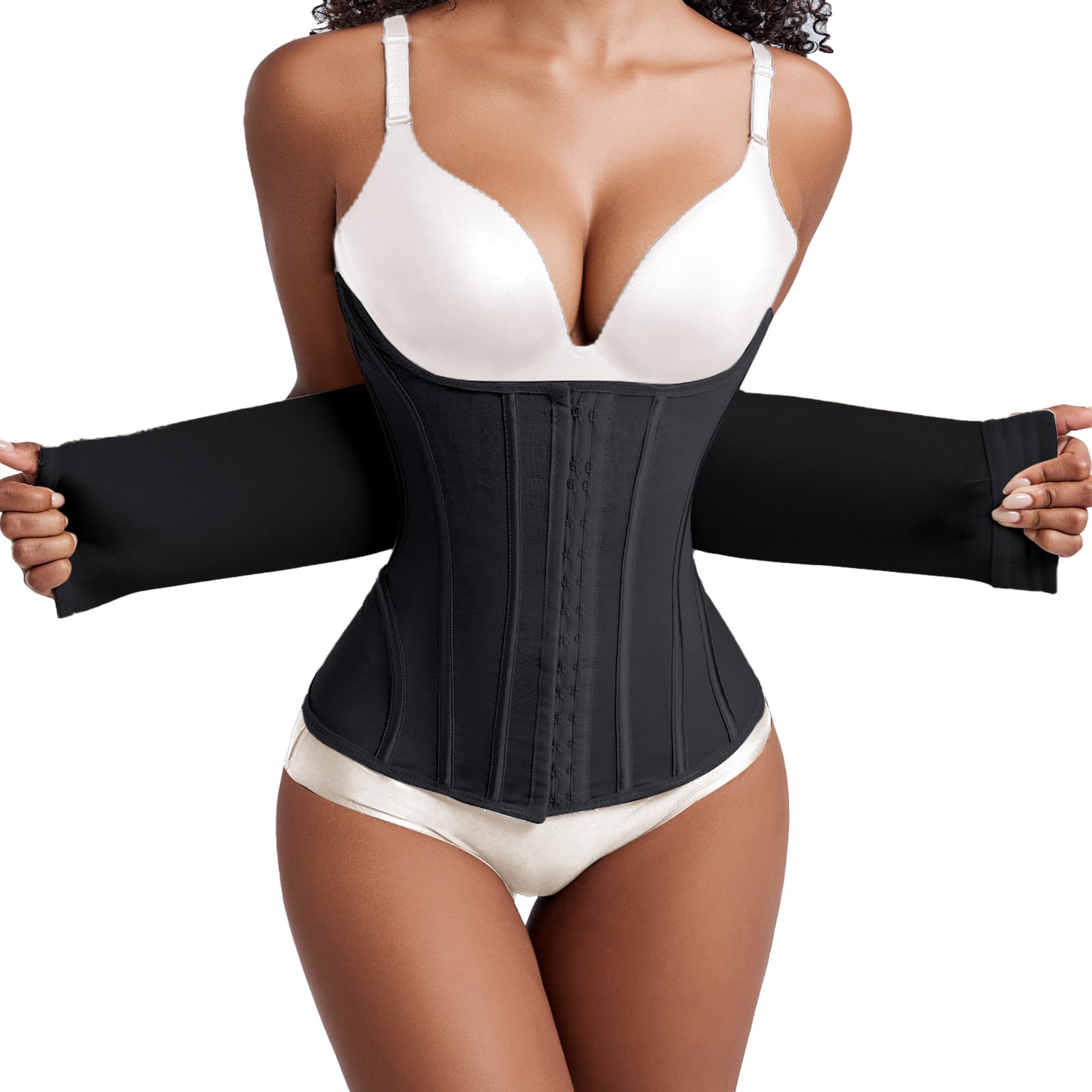 GROW LOOP Waist Trainer for Women Faja Body Shaper Tummy Control Shapewear Waist Cincher Corset, Double Belt Wrap Corset Trainer Tummy Control Shaper Black
