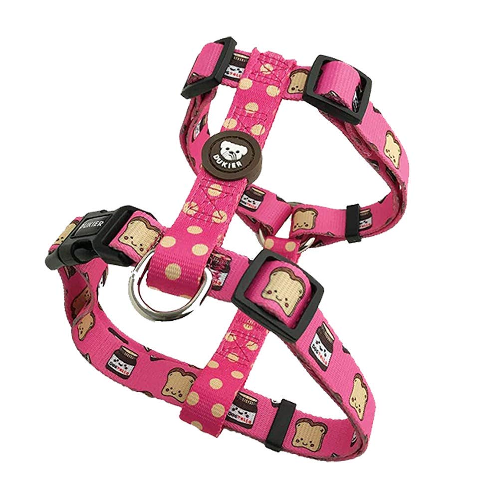 DUKIER – Classic Dog Harness, Anti-Pull Vest, Adjustable H-Shape for Pets, Certified, with 4-Point Safety Buckle, Dogtella Design with Double-Sided Print, Size M