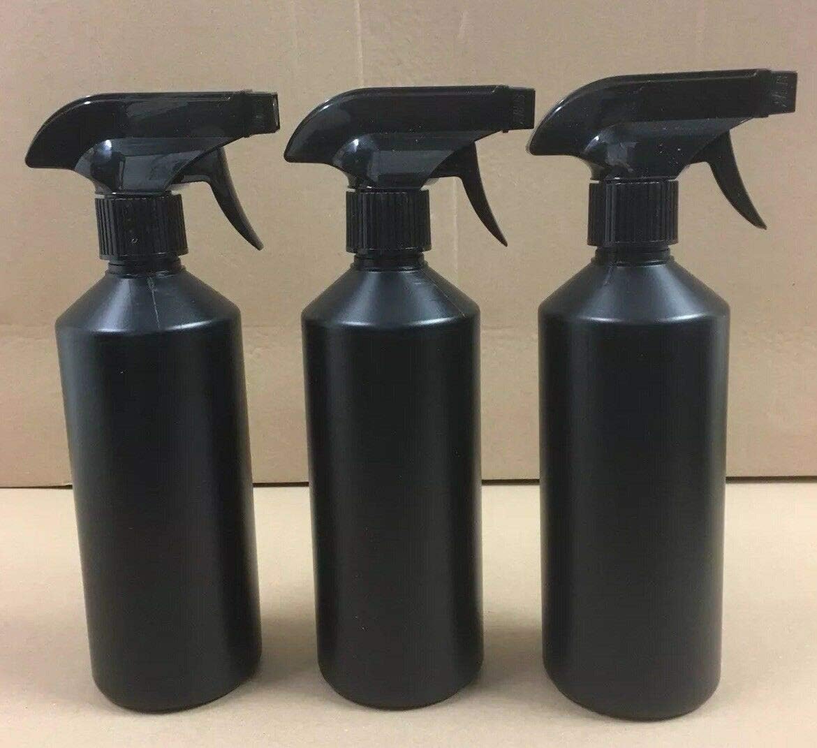 DetailedOnline 3x 500ml Empty Plastic Black Bottle Trigger Spray HDPE Garden Cleaning HDPE