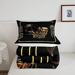 Manfei Basketball Comforter Set Queen Size, Gold