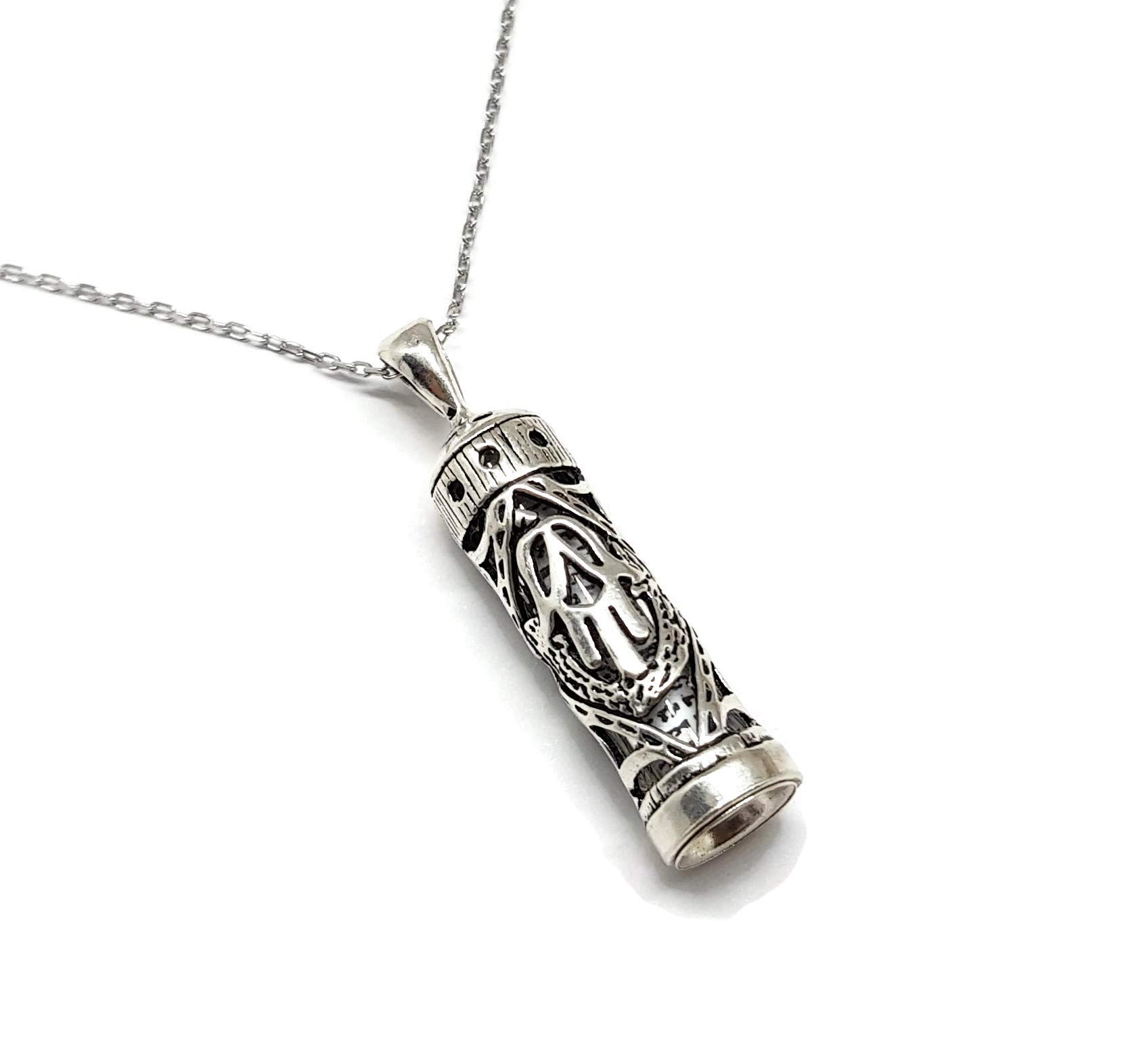 MYSTIC JEWELS by Dalia – 925 Sterling Silver Designed for Luck Fatima Hand Mezuzah (Hamsa) with Silver Chain