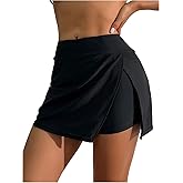 SHENHE Women's Slit Swim Skirt with Shorts High Waisted Quick Dry Tankini Swimsuit Bathing Suit Bottoms