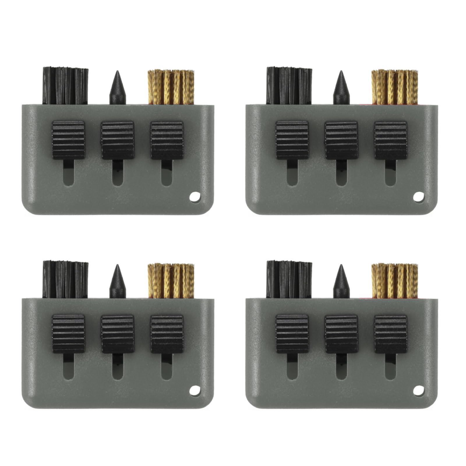 PATIKIL Golf Club Brush, 4 Pack Pocket Golf Club Groove Cleaner 3 in 1 Retractable Sharpener Nylon and Wire Bristles, Gray