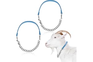 Misdary 2 Pcs Goat Show Collar Adjustable Iron Goat Chain Halter 14''-24'' Long for Sheep Horse Dog Cow Calf Farm Animal Supplies Accessories Animal Lovers Gift (14'',Blue)