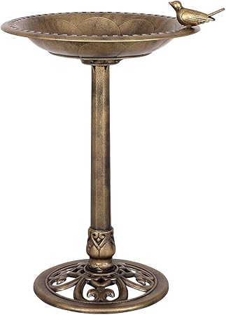 Amazon Com Giantex Antique Gold Freestanding Pedestal Bird Bath