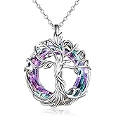 TOUPOP Tree of Life Necklace 925 Sterling Silver Family Tree Pendant with Austrian Crystal Jewelry Valentines Day Birthday Gifts for Women Mom Wife Her
