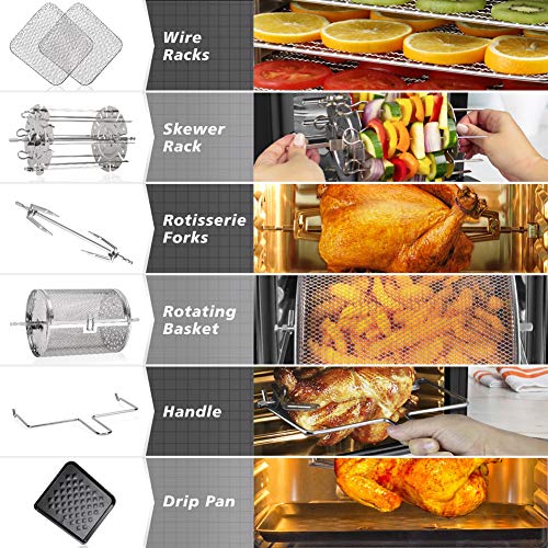 OMMO Air Fryer Oven Combo, 17 Quart 1800W Air Fryer Toaster Oven with 8