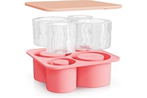 AIRBOAT Ice Mold for Stanley Cup 40 oz 30 oz Tumbler, Silicone Ice Cube Tray with Lid for Freezer, Ice Drink, Juice, Whiskey, Cocktail, 4 Pcs Cylinder Ice Ring for Stanley Cup Accessories