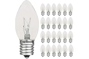 COUAH 25 Pack C9 Clear Christmas Replacement Bulbs, C9 Christmas Light Bulb for String Lights, E17 Base - 7 Watts