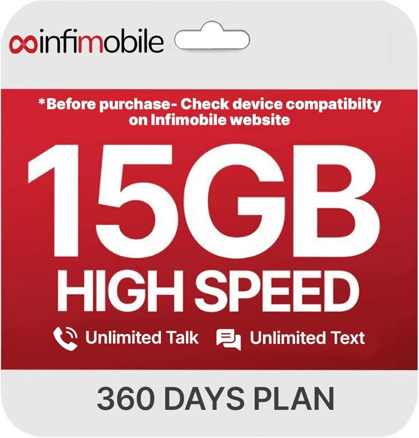 Photo 1 of $12.50/Month | Infimobile Prepaid Unlimited Plan: 12 Months | 15GB High-Speed Data Per Month | Unlimited Data Talk & Text | Prepaid Plan Service SIM Card | Nationwide Coverage | 4G, 5G Network