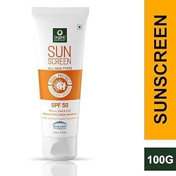 Organic Harvest Sunscreen SPF 50 For All Skin Type, PA+++, Matte Finish, Water Resistant, Sulphate Free - 100gm