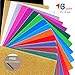 HTV Heat Transfer Vinyl Bundle 34 Sheets Assorted Colors Glitter and Matte 12''×10'' Iron on Vinyl for T-Shirt, Works with Cricut, Silhouette Cameo or Heat Press Machine