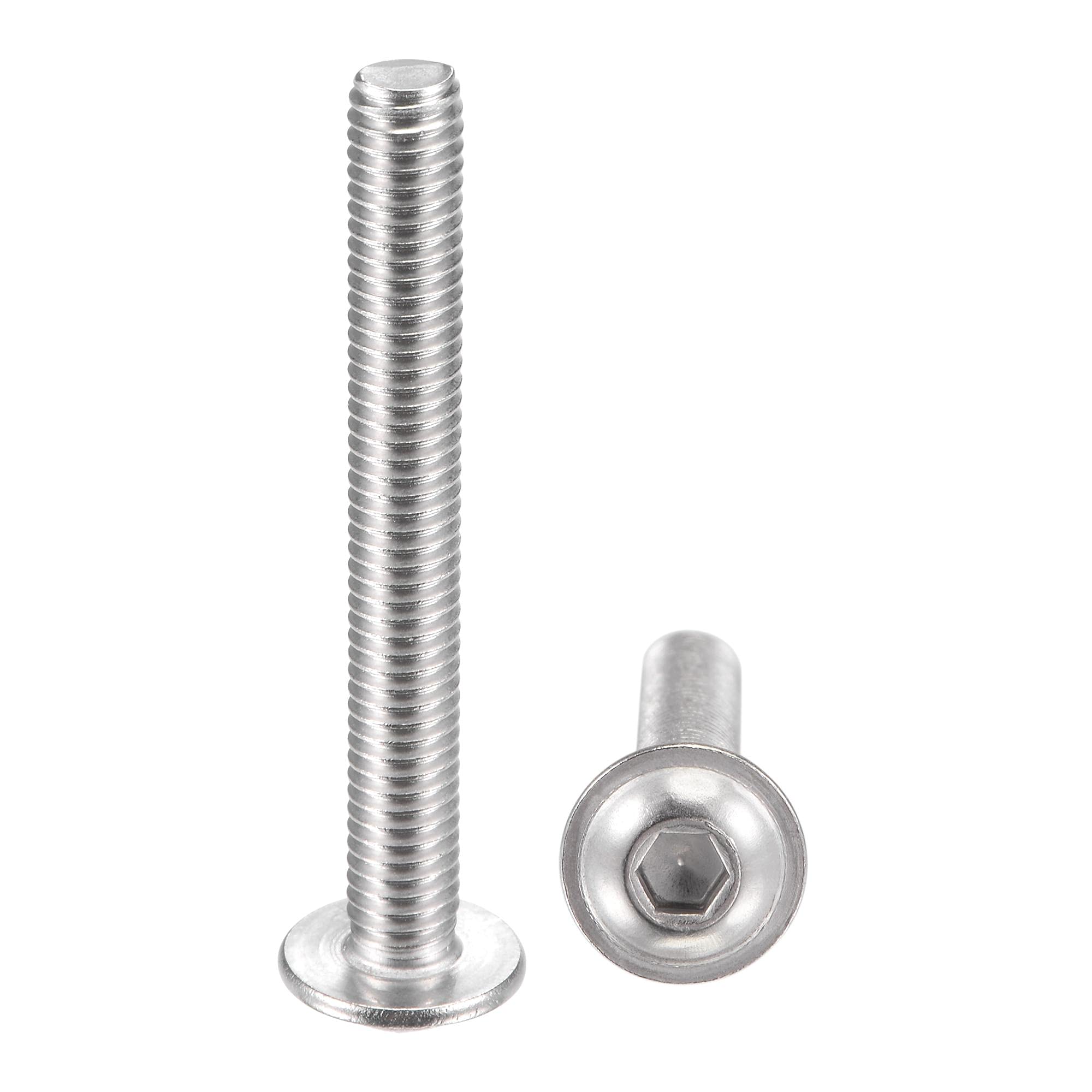 sourcing map Flanged Button Head Socket Cap Screws, M6x50mm Hex Socket Drive Screw, 304 Stainless Steel Fasteners Bolts, Fully Threaded Machine Screw 20Pcs