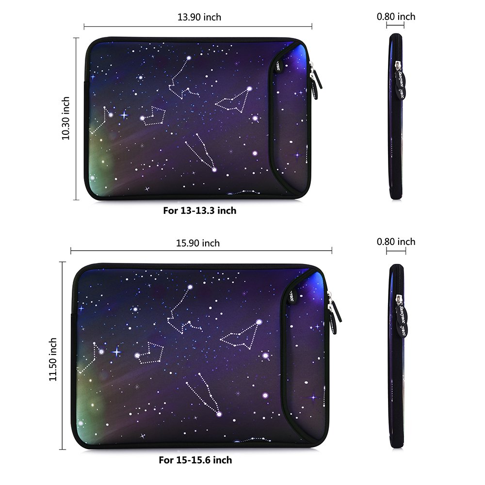 Sancyacc Laptop Sleeve, Water-Resistant Sleeve Bag Cover 13-13.3 Inch, Neoprene Laptop Bag Case, Full Protective Carrying Notebook Pocket for MacBook Air/Pro (Star)