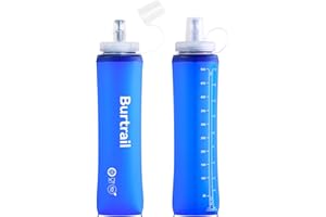 Burtrail 500 ml/17 oz-2Pack-Collapsible Water Bottles TPU Running Water Bottle Ultralight Foldable for Hydration Vests and Running Packs-BPA Free,Blue