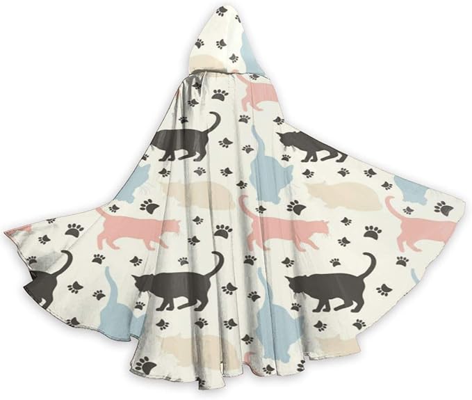 Wdxtong Stylish Colorful Cats Adult Hooded Cloak Robe