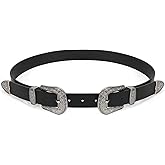 XZQTIVE Women Leather Belt Ladies Vintage Western Belt Retro Cowgirl Leather Belt Black Waist Belt for Pants Jeans Dresses