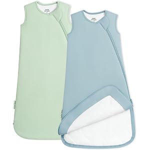 EARTH PENGUIN Soft Bamboo Viscose Baby Sleep Sack, 1.0 TOG Baby Sleeping Bag 2 Pack, Cozy Baby Wearable Blanket 2-Way Zipper