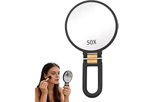 Modern Mirror 3-in-1 Magnifying Glass, 40X/50X Magnification Handheld Mirror with 360° Adjustable Handle, Handheld/Wall Mount