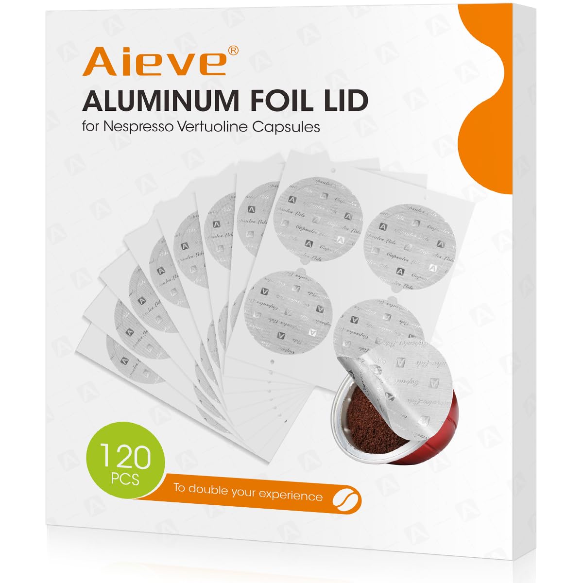 Aieve 120Pcs Aluminum Foil Seals Lid for Reusable Nespresso Pods Vertuo Compatible with Nespresso Refillable Capsule