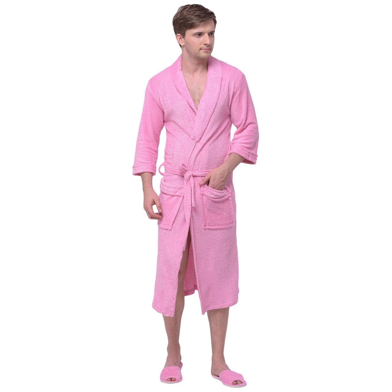 Femfairy Cotton Mens Bathrobe With Slipper in Bright Colours With