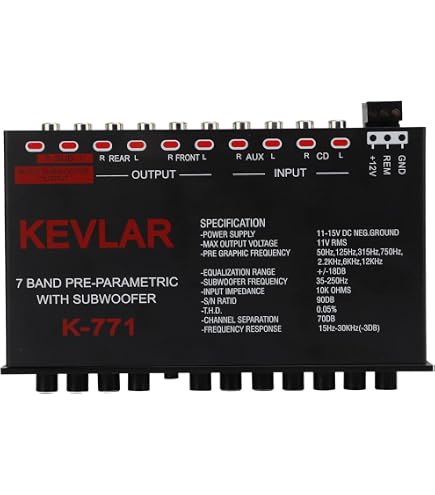 9-Band Car Audio Equalizer Pre-Amp - 1/2 DIN With Subwoofer Output & CD/AUX Input Switch