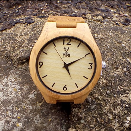 Yiri Watch Natural Bamboo with Genuine Leather Strap and Japan Quartz (Men)