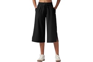 Willit Women's Wide Leg Capris Pants Lightweight Travel Pants Quick Dry Summer Walking Athletic UPF50+ Pockets