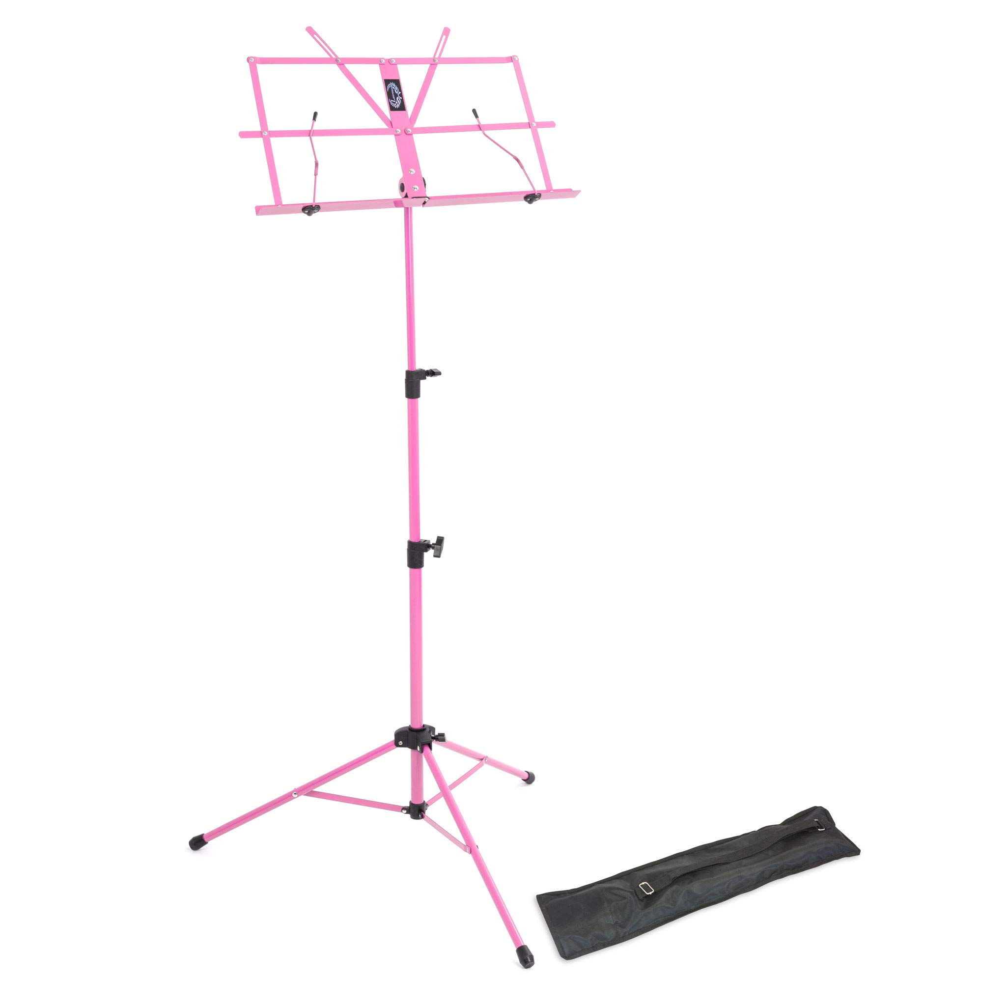 Opus Lightweight Folding Music Stand with Carrying Bag - Pink