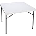 SUPER DEAL 3 Foot Square Folding Card Table, Indoor Outdoor Portable Plastic Kitchen or Camping Picnic Party Wedding Event Table, White