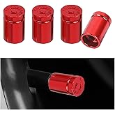 4PCS Bullet Shaped Tire Valve Stem Caps, Dustproof, Corrosion Resistant Tire Valve Stem Covers, Universal Aluminum Alloy Car Air Stem Cap for Trucks Motorcycles SUVs and Bikes (Red)