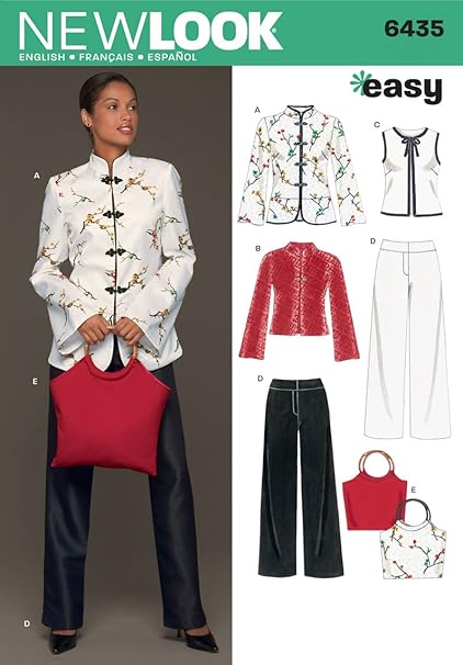 Amazon.com: New Look 6435 – Patrón de costura para blusas (Talla A ...