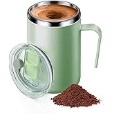 Ubitree Self Stirring Coffee Mug, 400ML Auto Mixing Travel Tumbler with Rechargeable Magnetic Stirrer for Coffee, Protein Shakes, Tea & Hot Chocolate, Stainless Steel with Transparent Lid