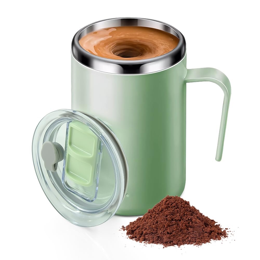 Photo 1 of ***missing charger***Ubitree Self Stirring Coffee Mug, 400ML Auto Mixing Travel Tumbler with Rechargeable Magnetic Stirrer for Coffee, Protein Shakes, Tea & Hot Chocolate, Stainless Steel with Transparent Lid