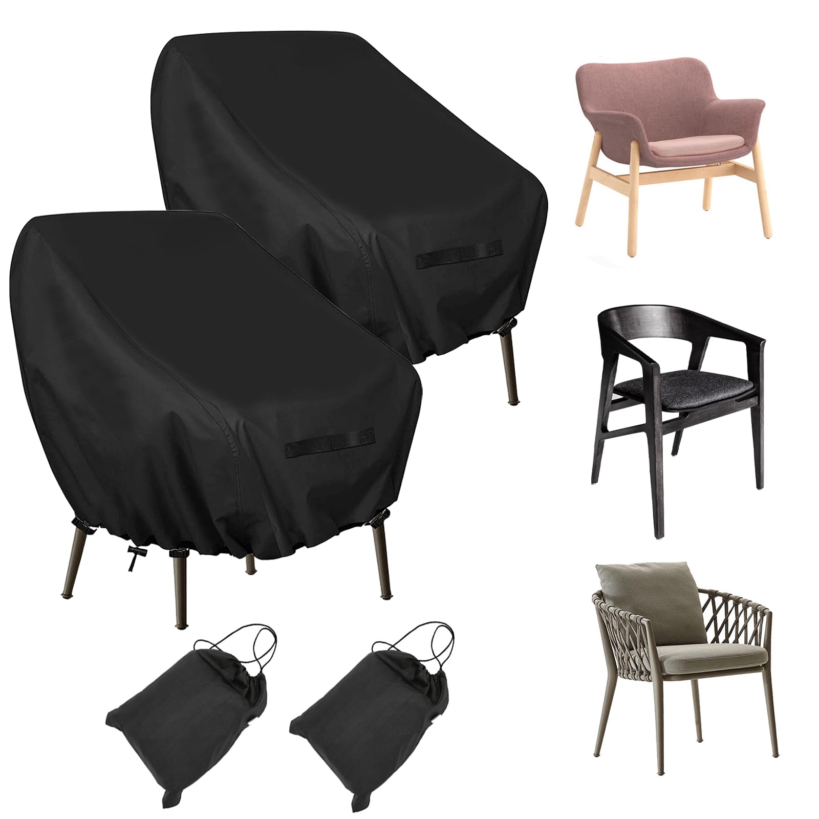 Timisea Patio Chair Covers,Garden Stacking Chair Cover,Patio Seat Covers,Garden Chair Covers,Waterproof Heavy Duty Outdoor Furniture Cover, 89 x 97 x 74cm,(2 pack)