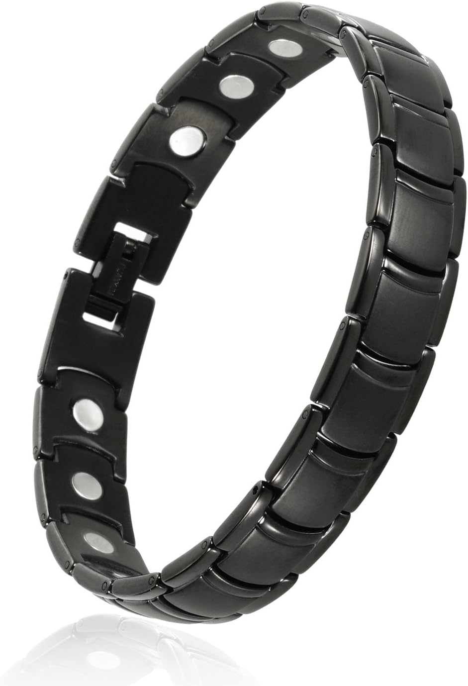 ANNSAN Mens Womens Titanium Magnetic Therapy Bracelet with Magnets Germanium, Healing Magnet Bracelet with Free Link Removal Tool (Black): Health & Personal Care