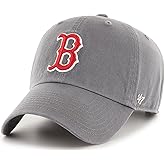 47 Brand MLB Dark Gray Team Color Primary Logo Clean Up Adjustable Strap Baseball Dad Hat Cap, Adult One Size Fits All - Boston Red Sox - Dark Gray Team Color