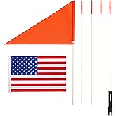Bike USA Safety Flag 6 Foot Heavy Duty Fiberglass Pole Full Color Orange Bicycle and American Flag