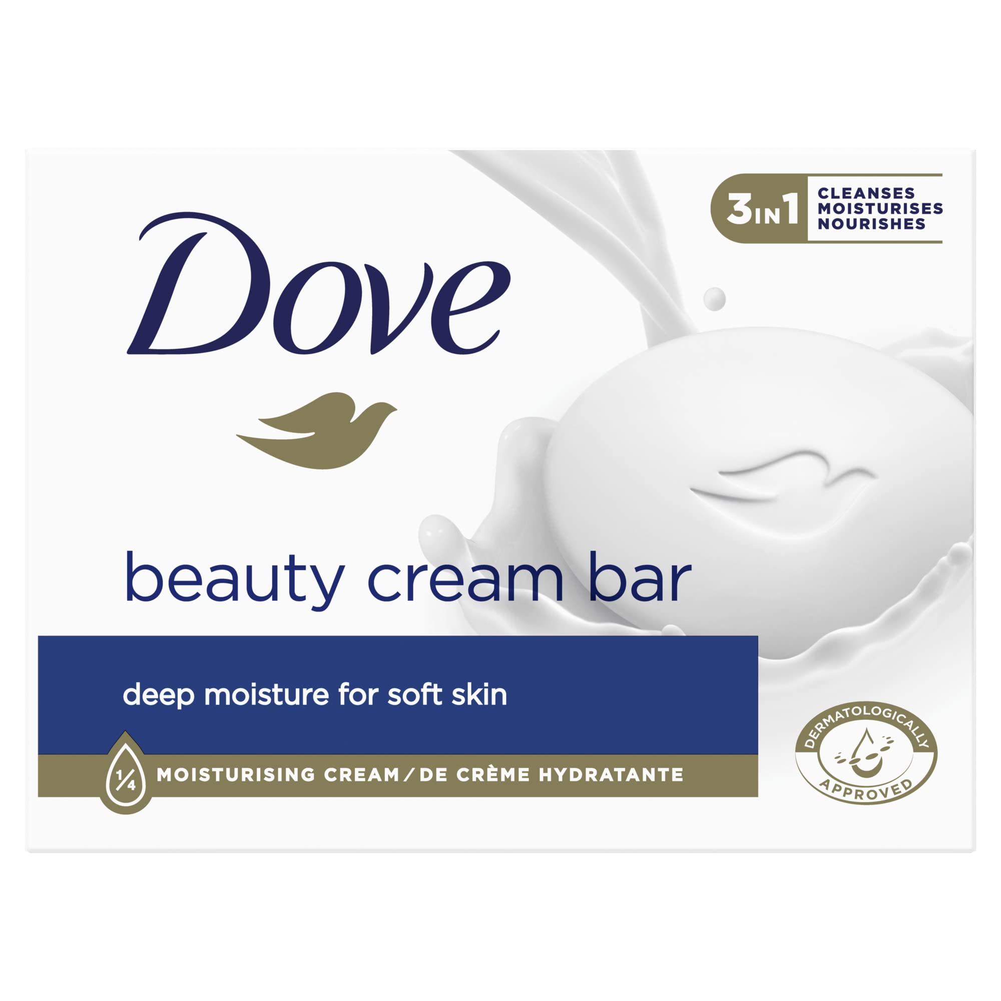 Dove Original Beauty Bar Soap with ¼ moisturising cream for softer, smoother, healthier-looking skin 4x 90 g