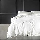 Eikei Solid Color Duvet Cover Luxury Bedding Set 400 Thread Count Egyptian Cotton Long Staple Sateen Weave Breathable Silky Soft Pima Premium Quality Bed Linen (Queen, White)