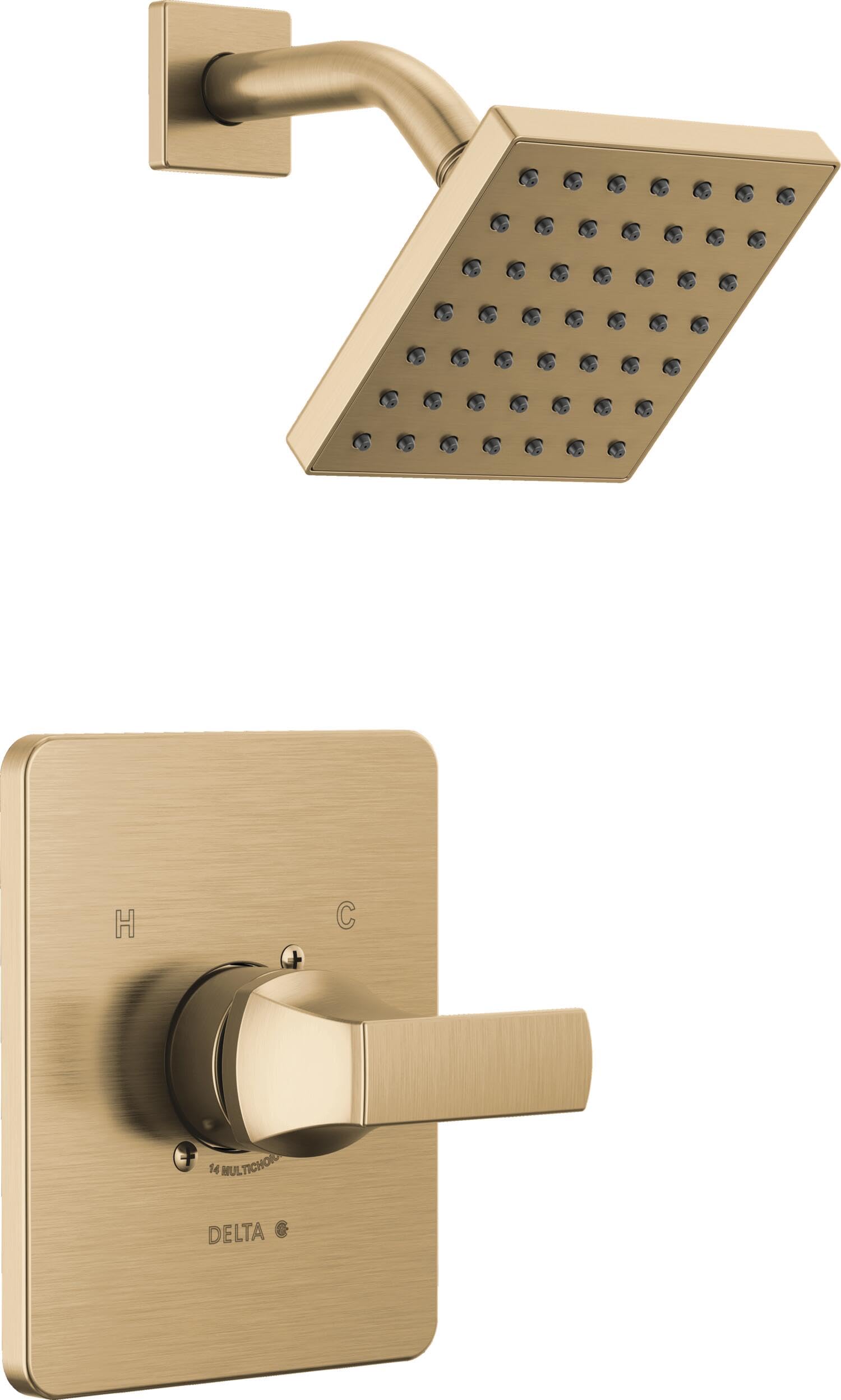 Photo 1 of **MISSING PARTS**
Delta Velum 14 Series Shower Faucet Set, Brushed Gold Shower Head and Handle Set, Valve Trim Kit, Champagne Bronze T14237-CZ (Valve Not Included)