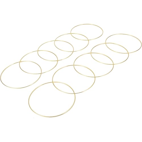 SERBHN Dream Catcher Hoops Dreamcatcher Rings Weldable Metal Ring 10Pcs Gold Dreamcatcher Material Metal Rings Hoops Dreamcatcher Accessory for DIY Handmade Wicker Crafts,Gold,20cm
