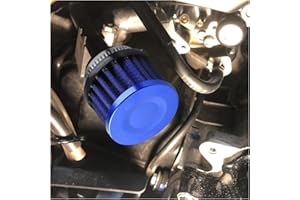 DUSCOKE 1" Car Air Intake Filter, 25mm Auto Crankcase Cold Air Filter Cleaner with Adjustable Clamp, Universal Vent Valve Cover Breather for Car, Motorcycle (Blue)