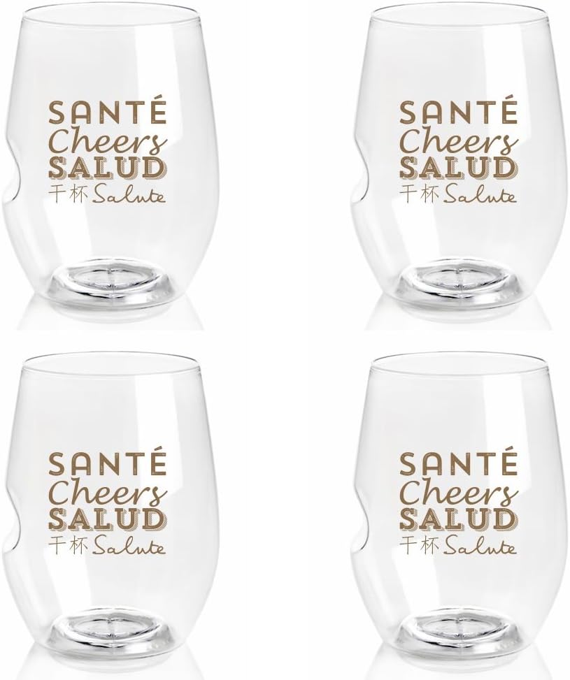Govino 'Charmed' Series 16 Ounce Top-rack Dishwasher Safe Wine Glasses 4 Pack (CHEERS)