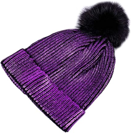 womens purple bobble hat