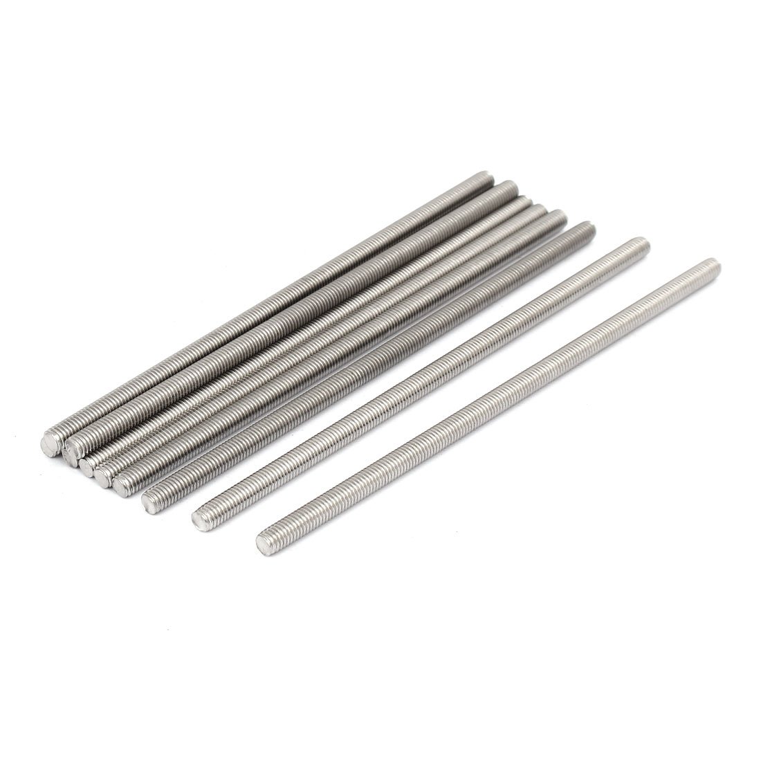 Sourcingmap M5 x 130mm 304 Stainless Steel Fully Threaded Rod Bar Studs Silver Tone 10 Pcs