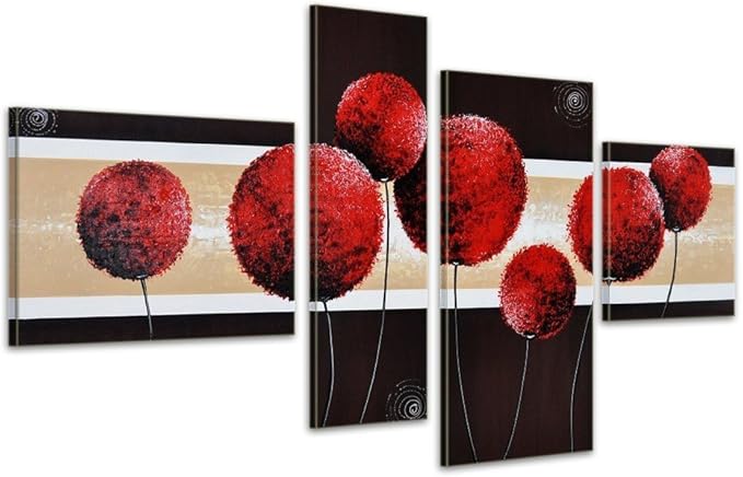 Amazon Com Noah Art Hand Painted 4 Panel Framed Wall Art Canvas Paintings Abstract Modern Floral Painting Blumen Flower Wall Art Creative Ideas For Home Office Wall Decoration Paintings