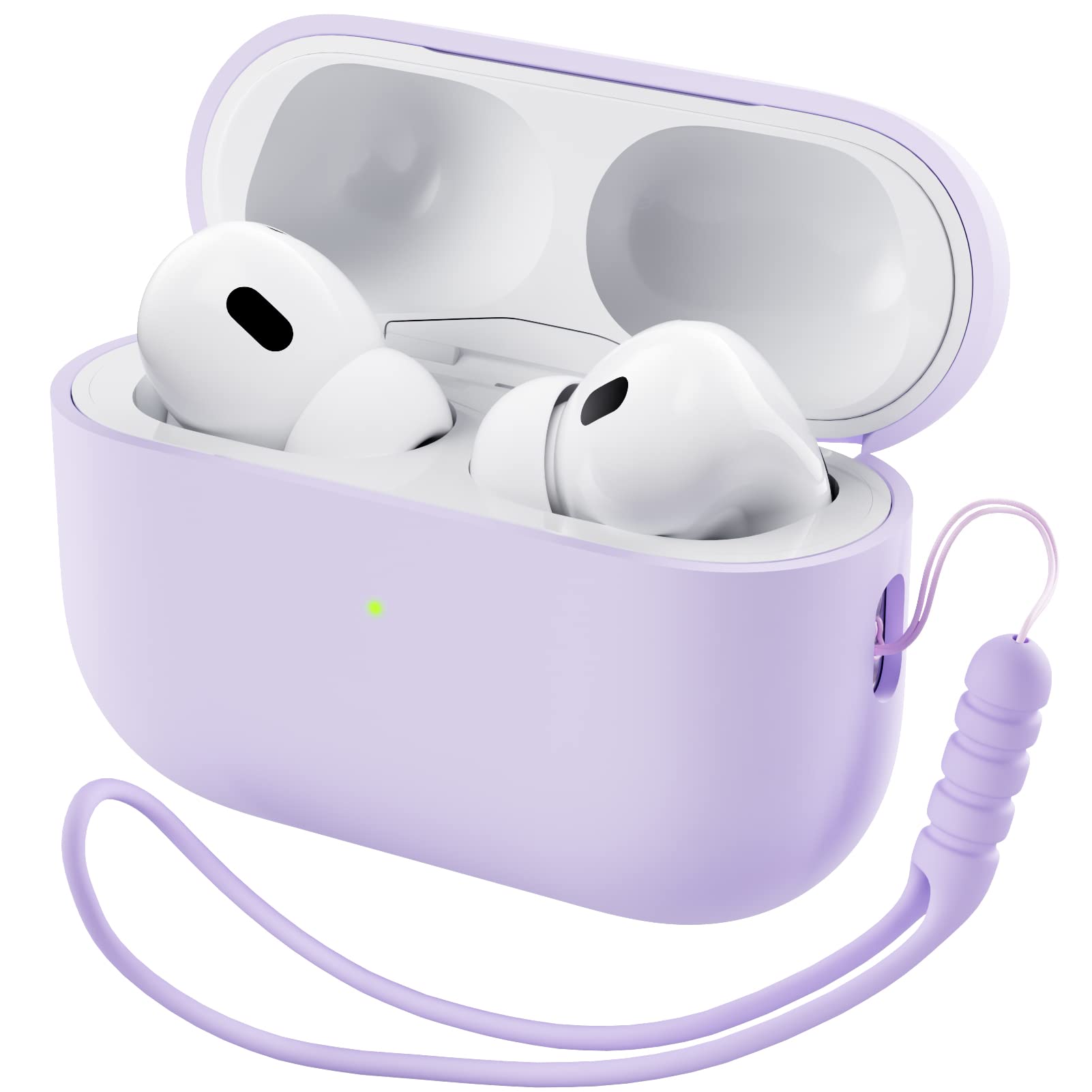 Photo 1 of ORNARTO Compatible with AirPods Pro 2 Case 2022, Full Protective Hybrid Silicone for AirPods Pro 2nd Generation Case, Front LED Visible Skin Cover-Pastel Lilac