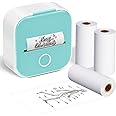 Ponek Sticker Printer Machine - T02 Portable Bluetooth Thermal Mini Printer, Receipt Printers for Phone, Mini Sticker Printer with 3 Rolls Thermal Paper for Journal, Memo, Picture