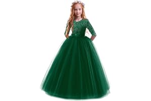 OWLFAY Flower Girl Lace Dress for Kids Wedding Bridesmaid Pageant Party Prom Formal Ball Gown Princess Puffy Tulle Dresses